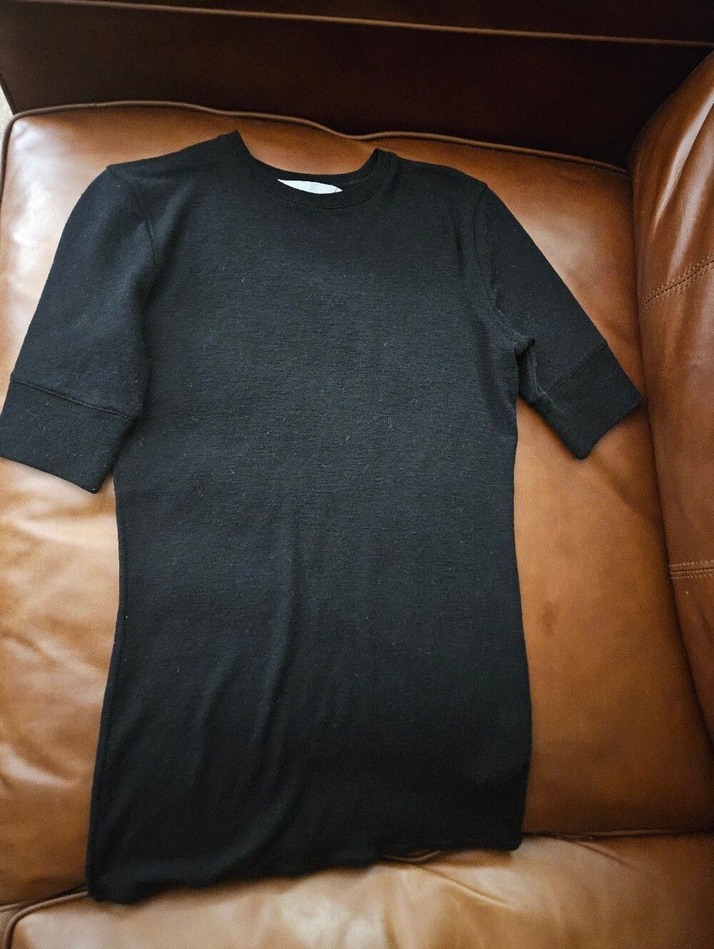 Vince Black Crewneck Wool Top Quarter Sleeve XS - Picture 2 of 5